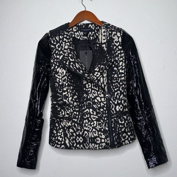 STYLESTALKER Animal Print Faux Leather Jacket Womens Size Small - Picture 3 of 14